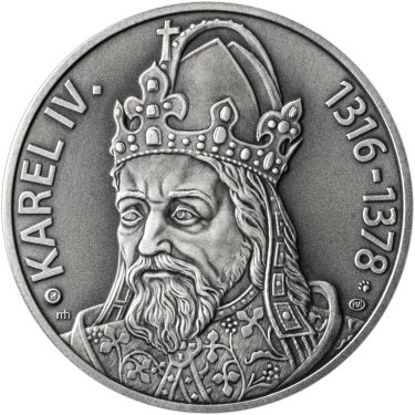 Náhled Averzní strany - Karel IV., král a císař - 700. výročí narození stříbro patina